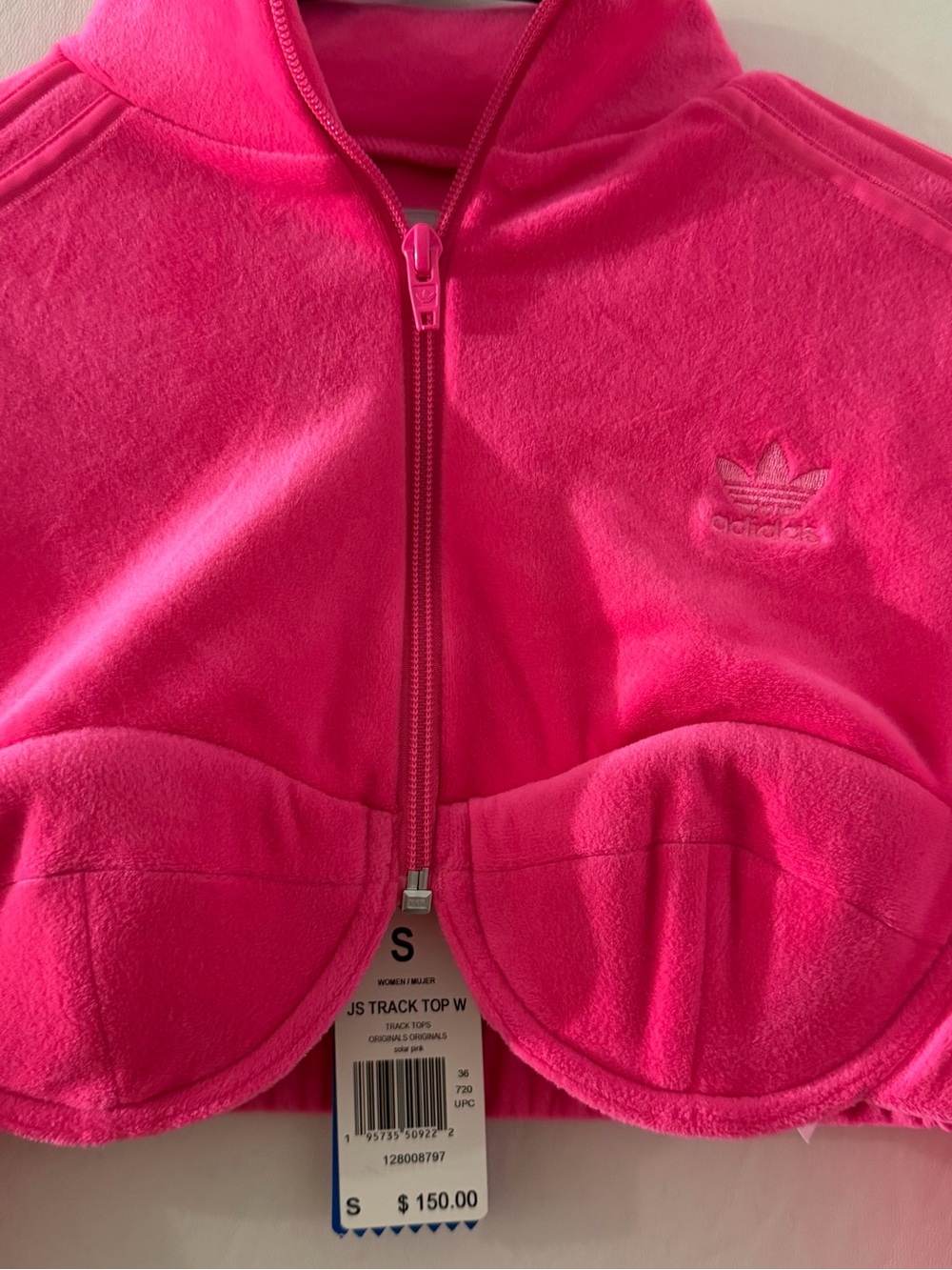 Adidas X Jeremy Scott Velour Crop TrackTop NWT Small Pink Y2K Bustier Streetwear - Picture 4 of 16